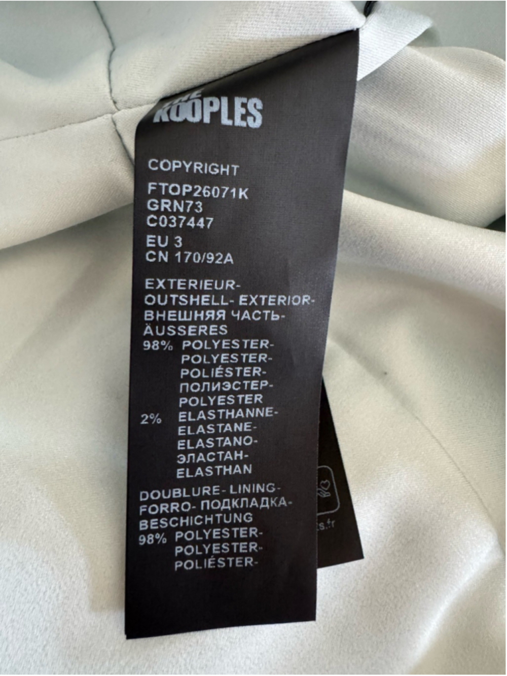 NWT The Kooples Size 3 Ice Blue Silver Satin Crop Top Wide Strap Button Front - Picture 7 of 8